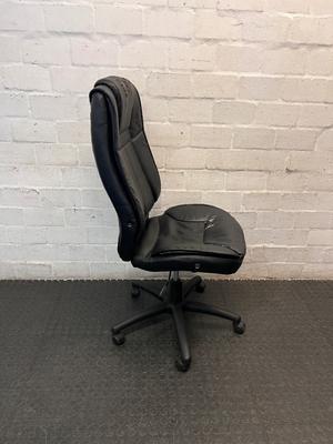 Black High-Back Armless Swivel Office Chair