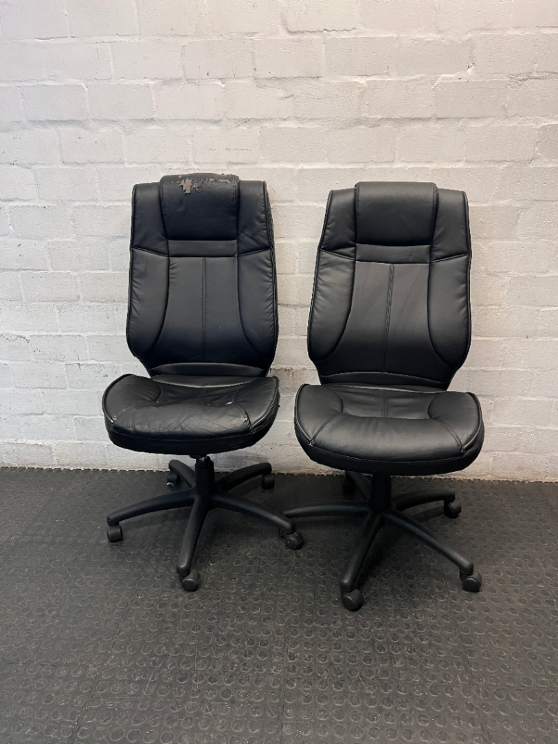 Black High-Back Armless Swivel Office Chair
