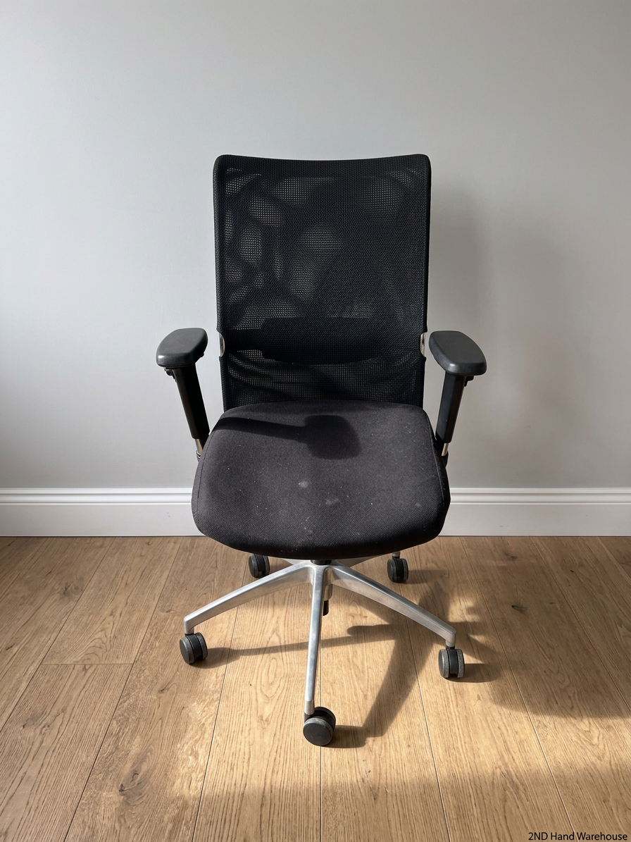 Black Mesh Back Swivel Office Chair with Metal Base