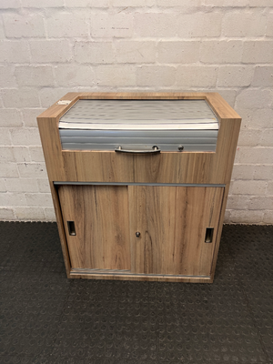 Tambour Top Storage Cabinet with Sliding Doors
