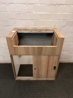 Tambour Top Storage Cabinet with Sliding Doors