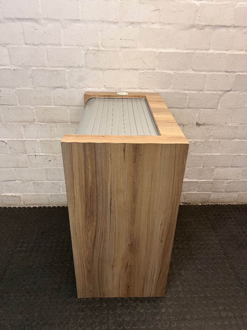 Tambour Top Storage Cabinet with Sliding Doors