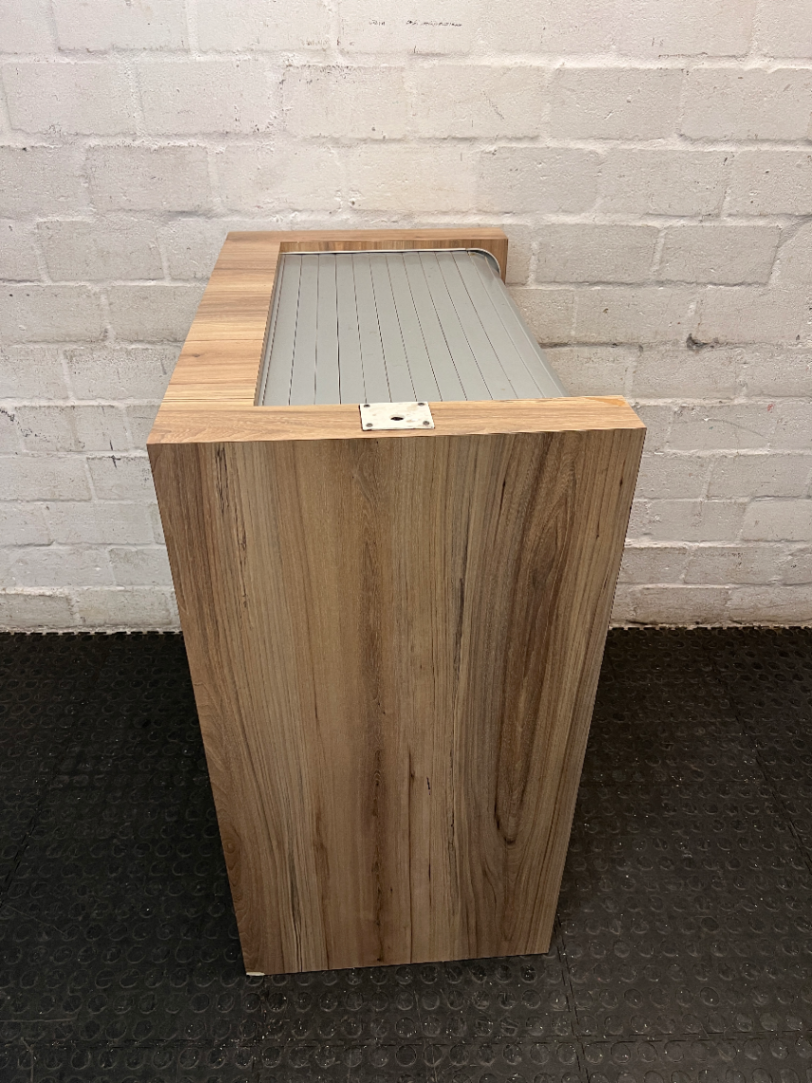 Tambour Top Storage Cabinet with Sliding Doors