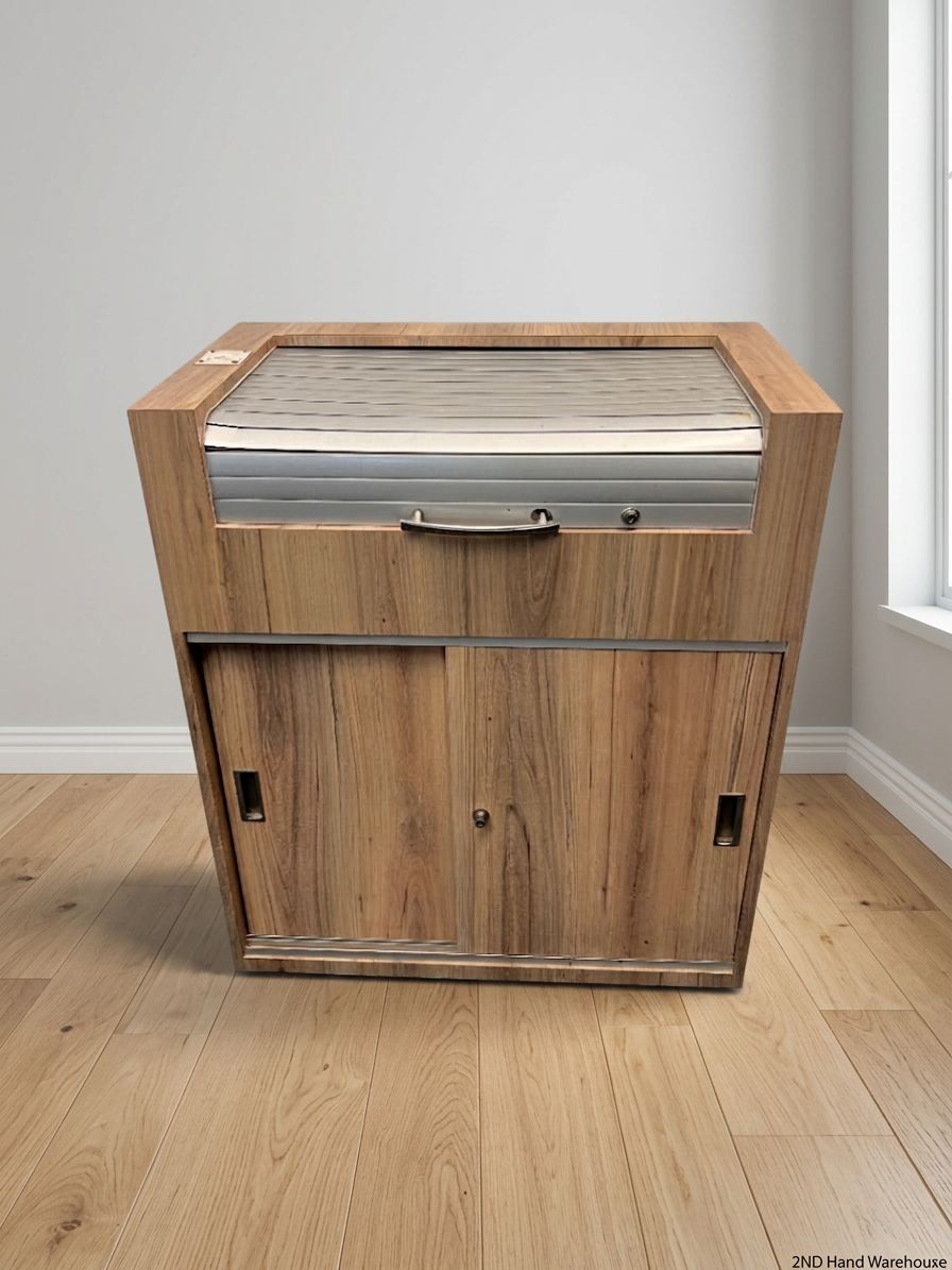 Tambour Top Storage Cabinet with Sliding Doors
