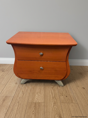 Curved Wooden 2-Drawer Bedside Pedestal