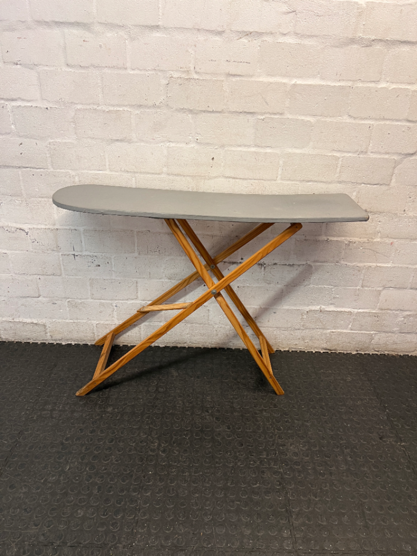 Folding Wooden Ironing Board with Grey Cover