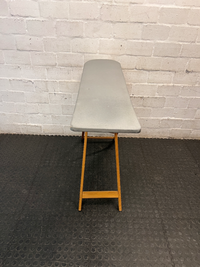 Folding Wooden Ironing Board with Grey Cover