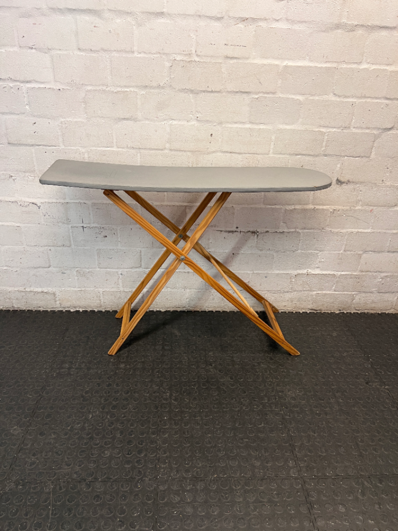 Folding Wooden Ironing Board with Grey Cover