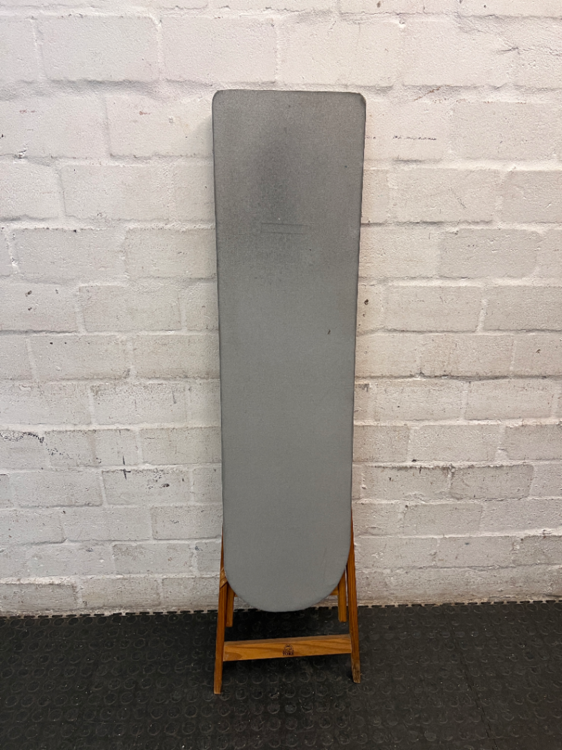 Folding Wooden Ironing Board with Grey Cover