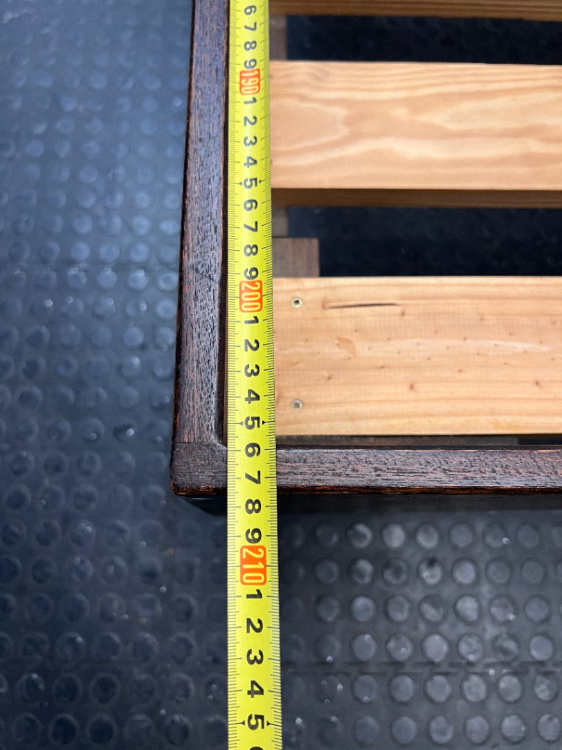 King Wooden Bed Frame with Slatted Headboard — Well Used with Visible Wear