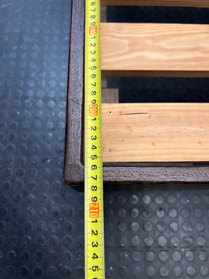 King Wooden Bed Frame with Slatted Headboard — Well Used with Visible Wear