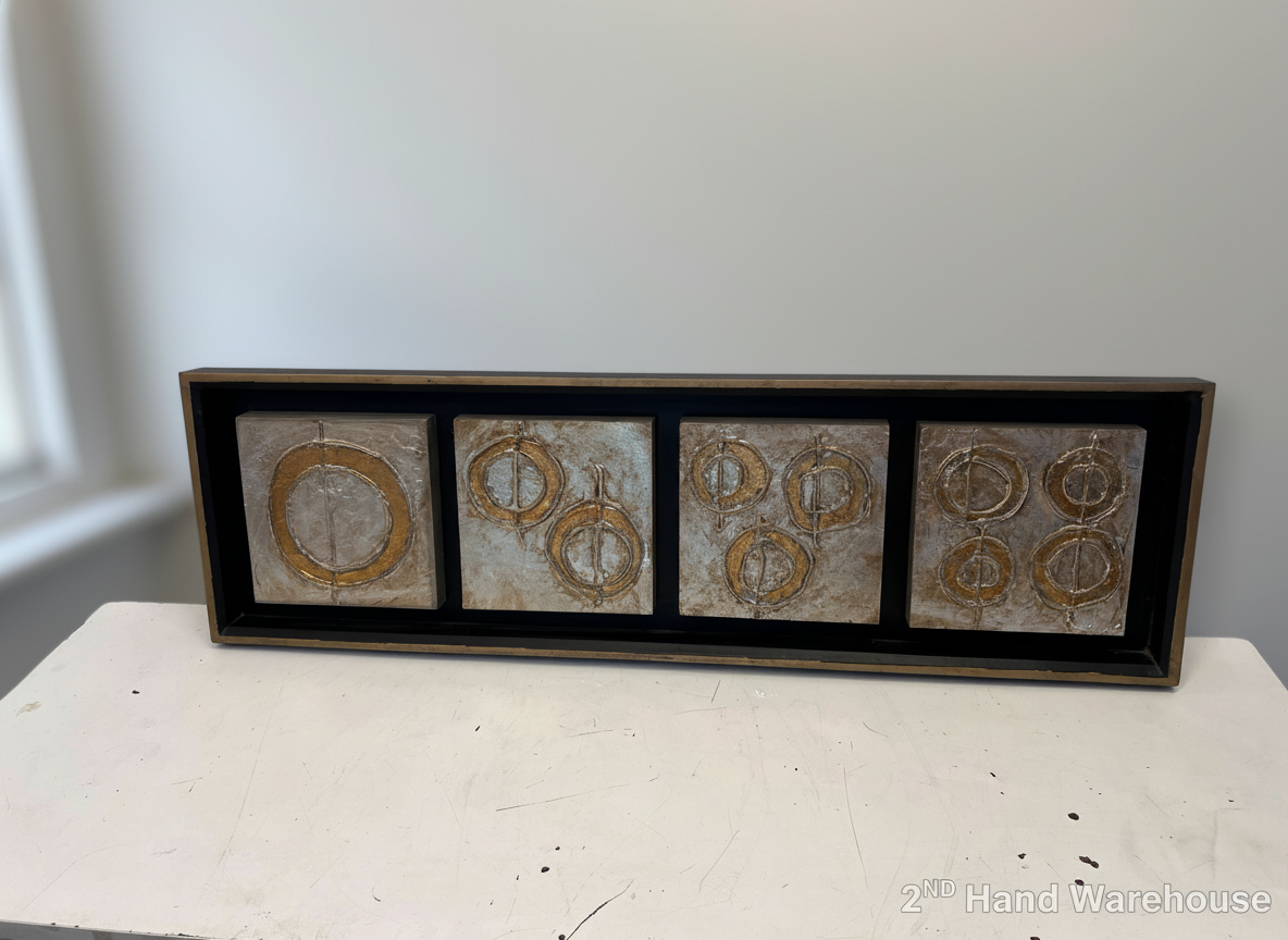 Abstract Gold Metallic Circle Multi-Panel Framed Wall Art