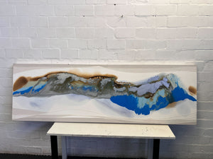 Abstract Horizon: Blue & Earth Tone Wall Art - 2.2 x 0.7m