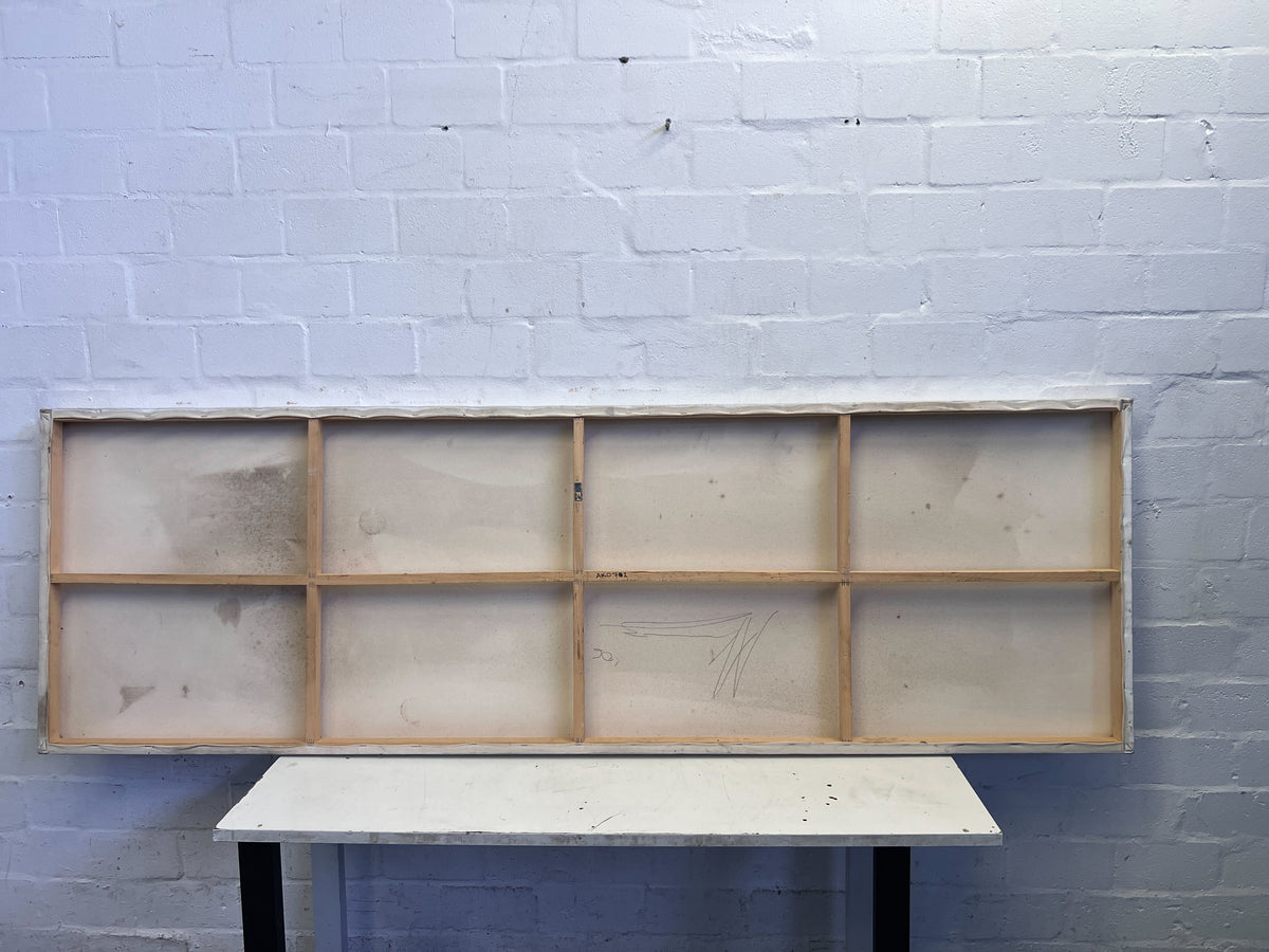 Abstract Horizon: Blue & Earth Tone Wall Art - 2.2 x 0.7m