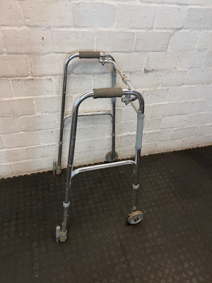 Adjustable Folding Medical Walking Frame with Front Wheels - Good Condition - 2ndhandwarehouse.com