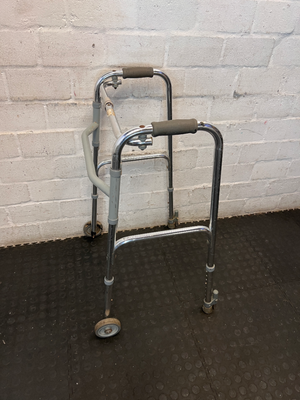 Adjustable Folding Medical Walking Frame with Front Wheels - Good Condition - 2ndhandwarehouse.com
