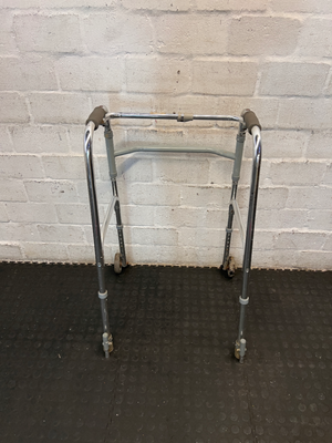 Adjustable Folding Medical Walking Frame with Front Wheels - Good Condition - 2ndhandwarehouse.com