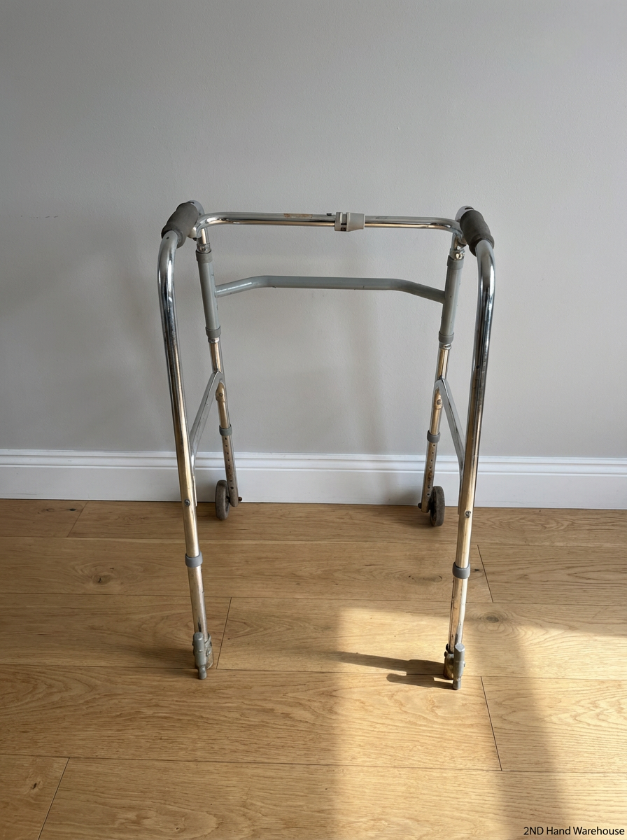 Adjustable Folding Medical Walking Frame with Front Wheels - Good Condition - 2ndhandwarehouse.com