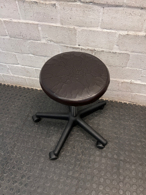 Adjustable Swivel Stool with Castors in Brown — Cracked and Peeling Seat Surface
