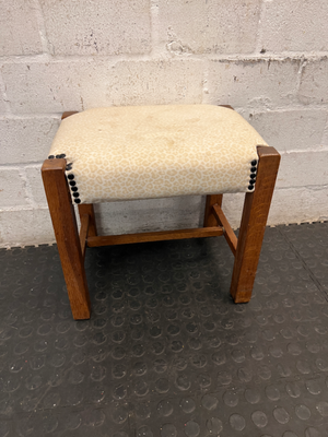 Animal Print Upholstered Wooden Ottoman Footstool — Well Used Condition - 2ndhandwarehouse.com