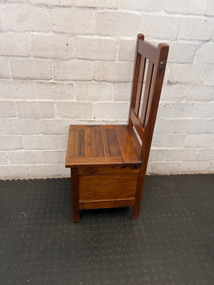 Antique Slat-Back Wooden Chair with Under-Seat Storage Box - 2ndhandwarehouse.com