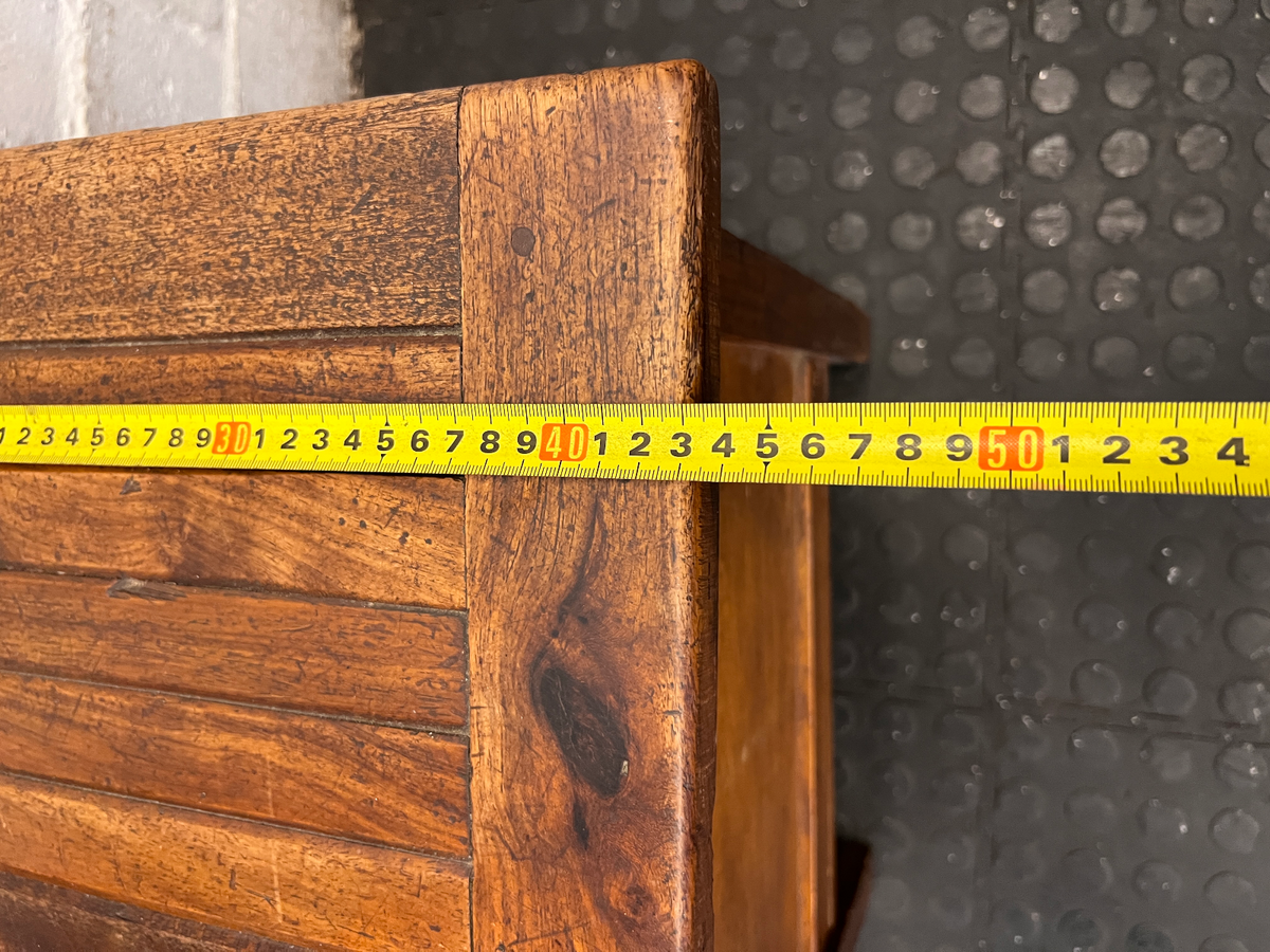 Antique Slat-Back Wooden Chair with Under-Seat Storage Box - 2ndhandwarehouse.com