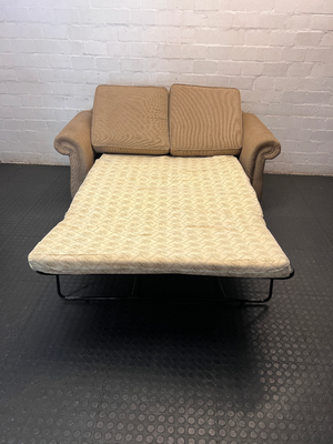 Arched Back Textured Fabric Sleeper Couch — Well Used C - 2ndhandwarehouse.com