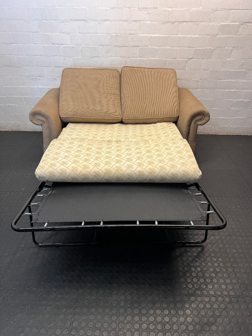 Arched Back Textured Fabric Sleeper Couch — Well Used C - 2ndhandwarehouse.com