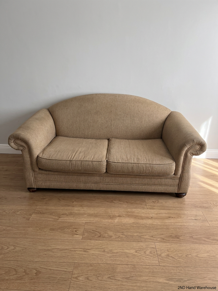 Arched Back Textured Fabric Sleeper Couch — Well Used C - 2ndhandwarehouse.com