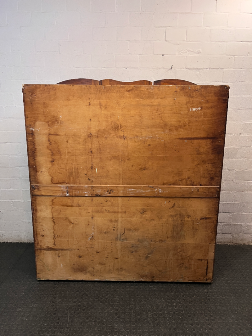 Triple Door Wooden Wardrobe with Drawers and Shelves — Worn Timber with Missing Internal Components