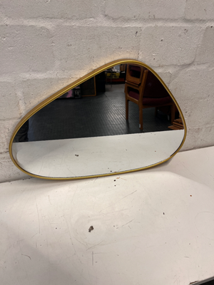 Asymmetric Gold-Tone Pebble Wall Mirror — Fair Condition