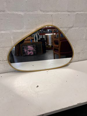 Asymmetric Gold-Tone Pebble Wall Mirror — Fair Condition