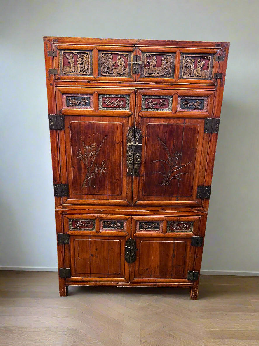 Beautiful Antique Carved Wooden Cabinet with Rich patina