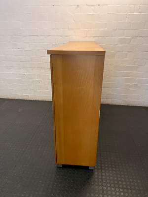 Beech Veneer TV Unit with Frosted Glass Doors - 2ndhandwarehouse.com