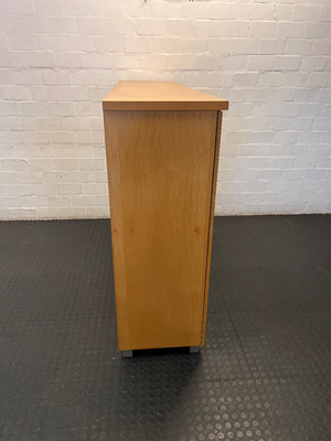 Beech Veneer TV Unit with Frosted Glass Doors - 2ndhandwarehouse.com