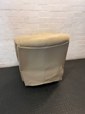 Beige Leather Manual Recliner Armchair - Visible Wear - 2ndhandwarehouse.com