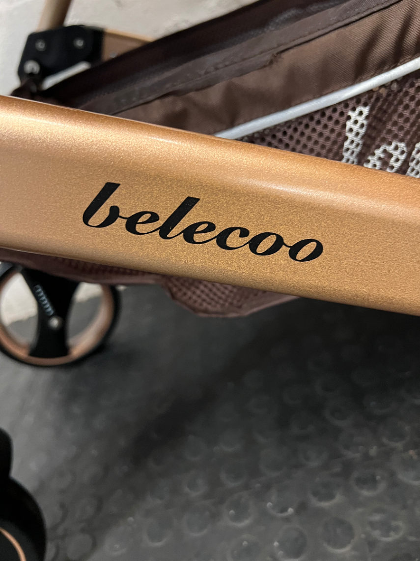 Belecoo Multi-Tone Stroller with Gold Frame — Mint Condition and Hardly used - 2ndhandwarehouse.com