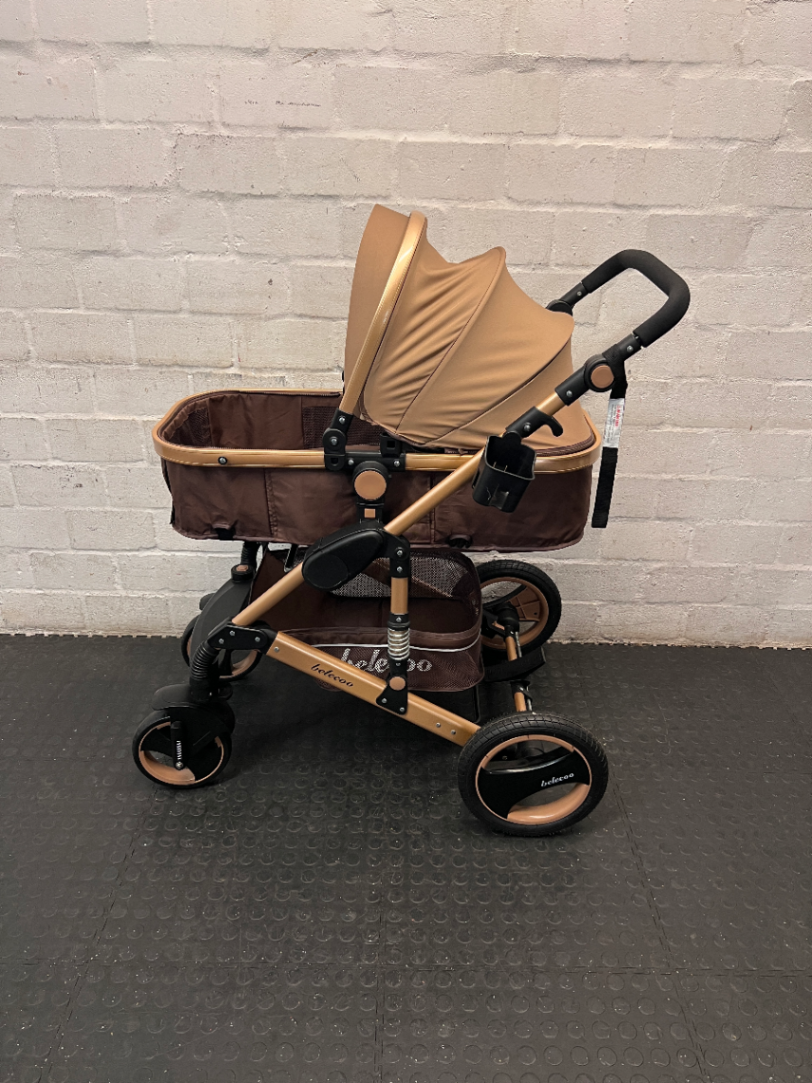 Belecoo Multi-Tone Stroller with Gold Frame — Mint Condition and Hardly used - 2ndhandwarehouse.com