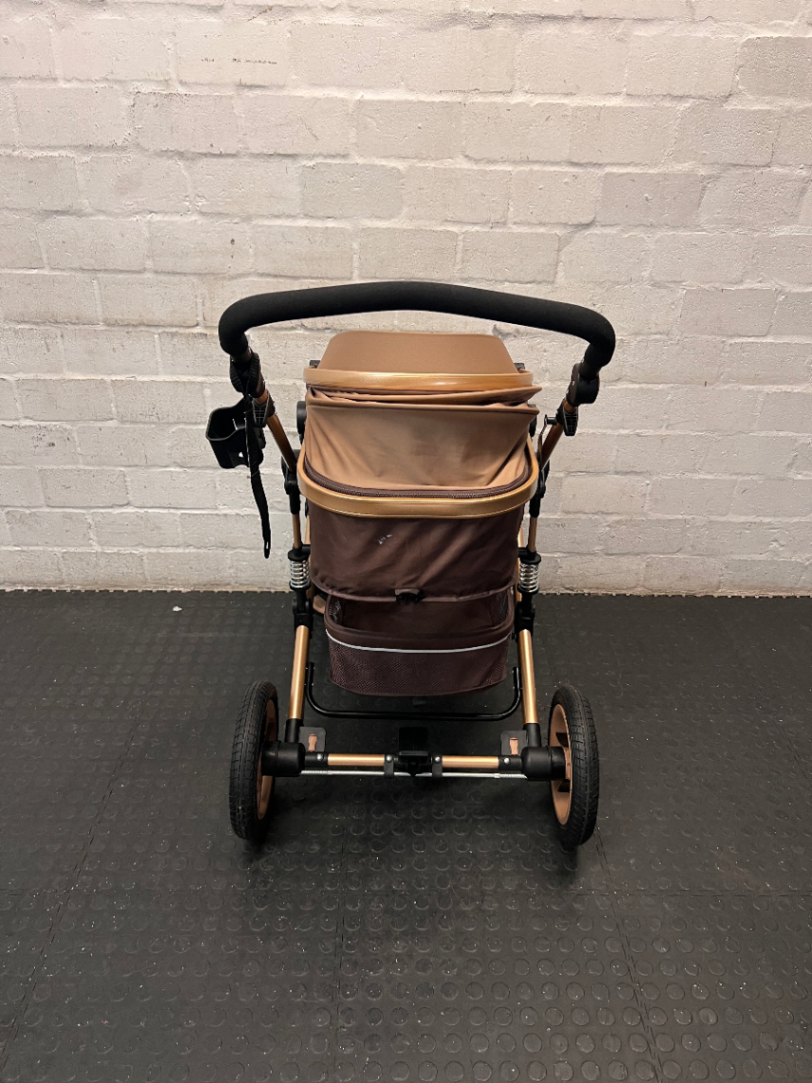 Belecoo Multi-Tone Stroller with Gold Frame — Mint Condition and Hardly used - 2ndhandwarehouse.com