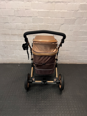Belecoo Multi-Tone Stroller with Gold Frame — Mint Condition and Hardly used - 2ndhandwarehouse.com