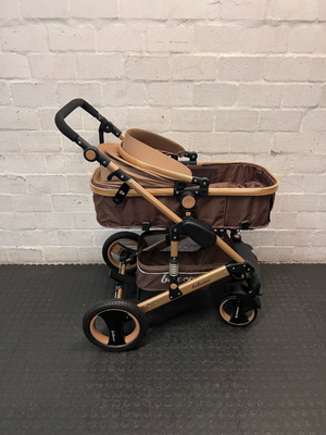 Belecoo Multi-Tone Stroller with Gold Frame — Mint Condition and Hardly used - 2ndhandwarehouse.com