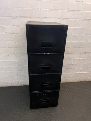 Black 4-Drawer Metal Filing Cabinet - Visible Paint Scuffs - 2ndhandwarehouse.com