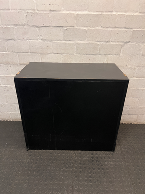 Black 6-Drawer Office Filing Unit — Visible Surface Scuffs and Chipping