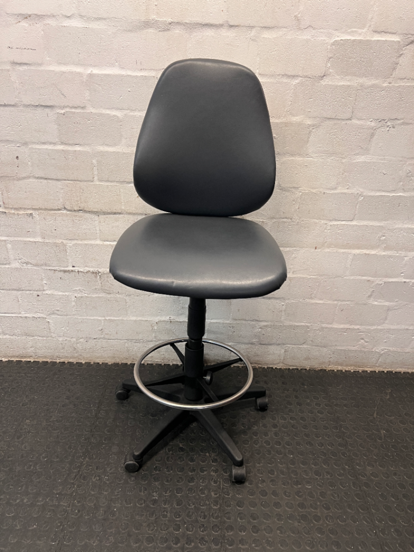 Black Draughtsman Office Chair with Footring — Well Used Condition