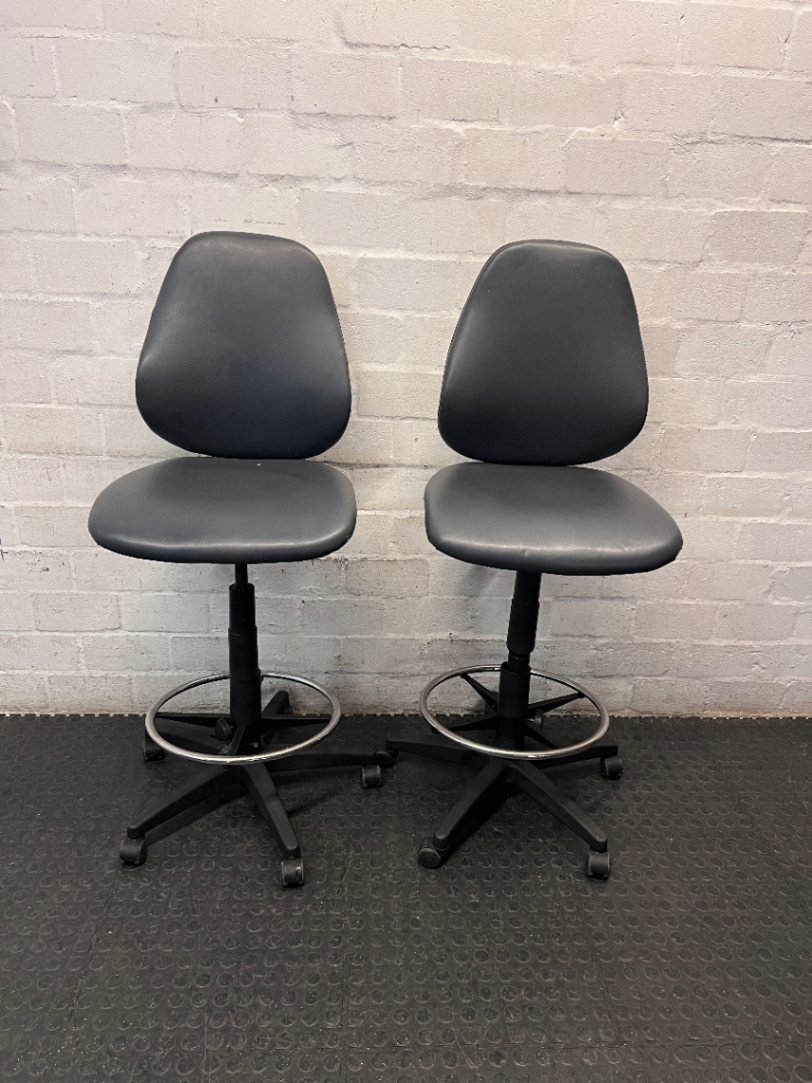 Black Draughtsman Office Chair with Footring — Well Used Condition