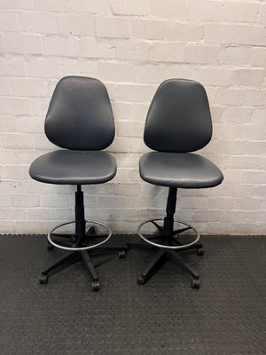 Black Draughtsman Office Chair with Footring — Well Used Condition