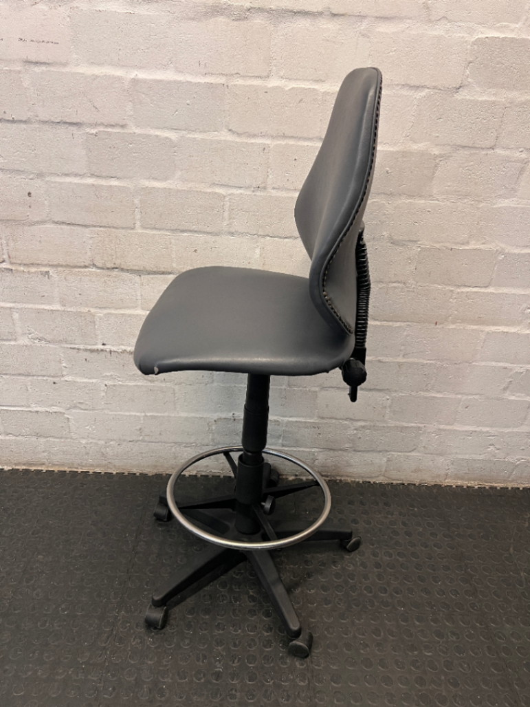 Black Draughtsman Office Chair with Footring — Well Used Condition