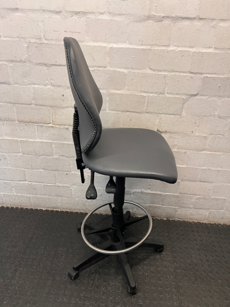Black Draughtsman Office Chair with Footring — Well Used Condition