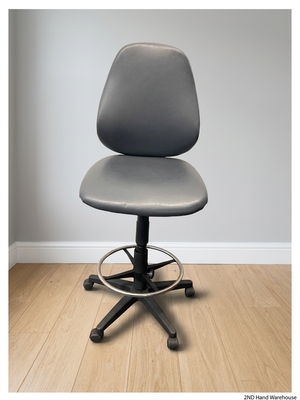 Black Draughtsman Office Chair with Footring — Well Used Condition