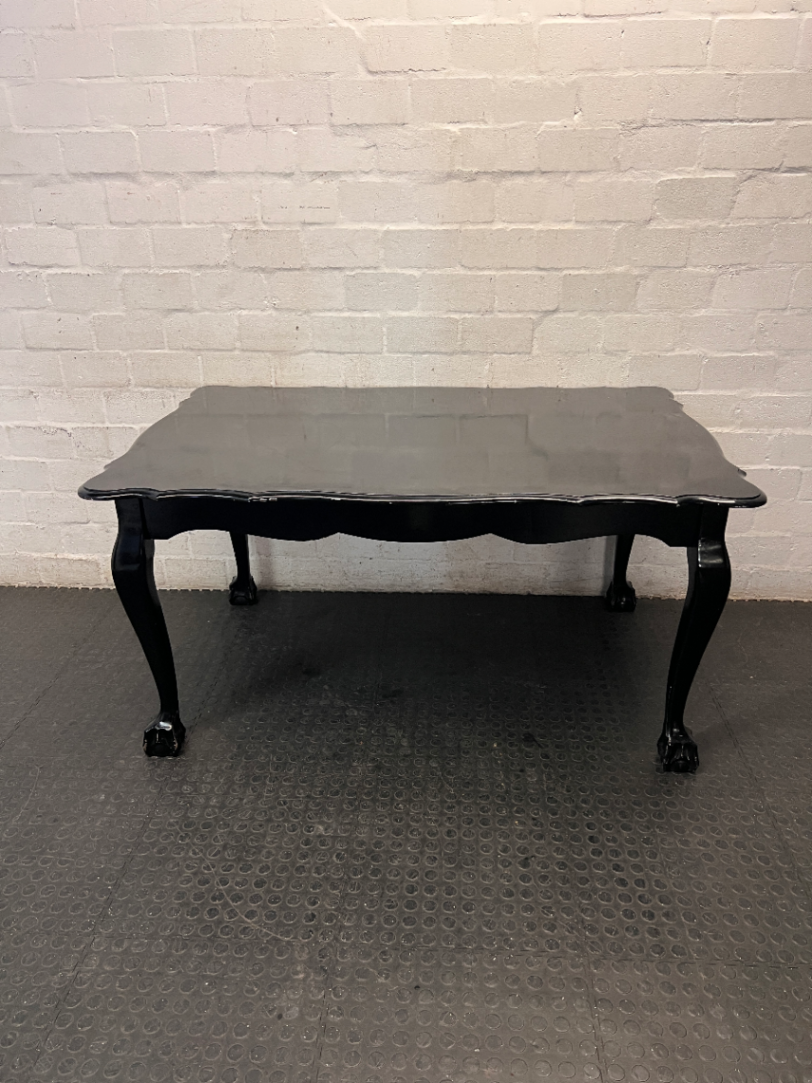 Black Ball and Claw Vintage Dining Table — Fair Condition with Visible Paint Wear